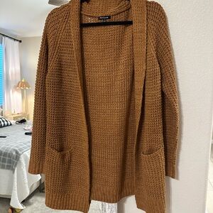 Pink Clover Tan Open-Front Cardigan